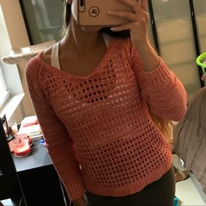 Hole Detail Coral Pink Sweater